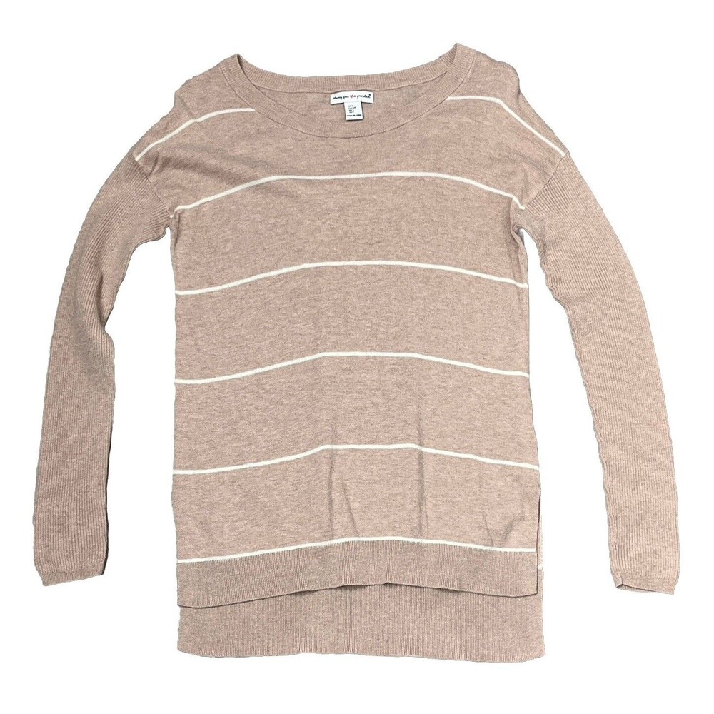 Wearing Your Heart on Your Sleeve Sweater Small Muted Pink Stripe Long Back